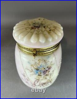 Antique Victorian Wavecrest CIGARS Humidor Glass Jar