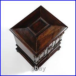 Antique Victorian Wood Cigar Cabinet Table Top Display Box, Hidden Match Striker