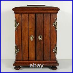 Antique Victorian Wood Cigar Caddy Box, Table Top Cabinet Cigar Presenter Box
