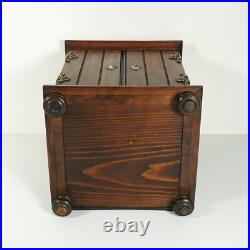 Antique Victorian Wood Cigar Caddy Box, Table Top Cabinet Cigar Presenter Box