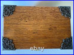 Antique Victorian wood Humidor of Tiger Oak, Patent 7/1/1890
