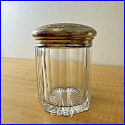 Antique/ Vintage Glass Cigar Humidor Tobacco Jar with Brass Lid