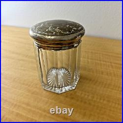 Antique/ Vintage Glass Cigar Humidor Tobacco Jar with Brass Lid