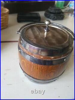 Antique/Vintage Oak Barrel Tobacco Jar/Humidor