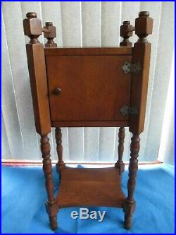 Antique Vintage Smoker Tobacco Stand Cigar Cabinet Table Humidor Wood Box Cool