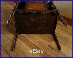 Antique Vintage Wooden Smoking Magazine Stand Cabinet Copper Humidor with Drawer