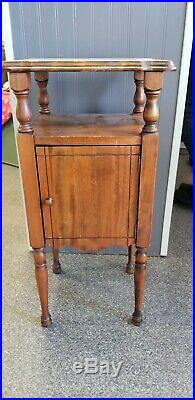 Antique Vintage Wooden Tobacco Humidor Copper Lined Stand Table