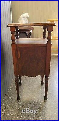 Antique Vintage Wooden Tobacco Humidor Copper Lined Stand Table