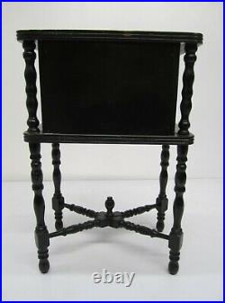 Antique Vtg Wooden Wood Stand Smoking Table Cigar Humidor Cabinet Cattail