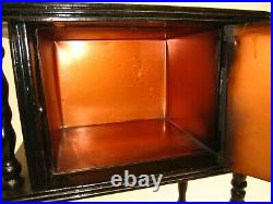 Antique Vtg Wooden Wood Stand Smoking Table Cigar Humidor Cabinet Cattail