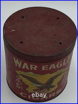 Antique WAR EAGLE CIGARS TOBACCO TIN CAN HUMIDOR 2 For 5 Cents RARE