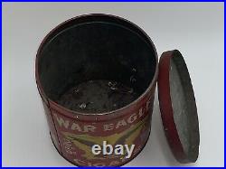 Antique WAR EAGLE CIGARS TOBACCO TIN CAN HUMIDOR 2 For 5 Cents RARE