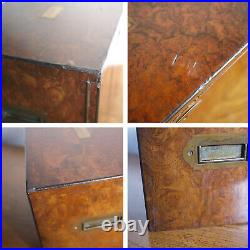 Antique Walnut Burr Cigar Box Humidor Tobacco Smokers Table Cabinet Apothecary