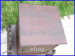 Antique Walnut Humidor Copper Line Storage Carve Wood Base Inlay Dr. Brass Hdw