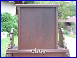 Antique Walnut Humidor Copper Line Storage Carve Wood Base Inlay Dr. Brass Hdw