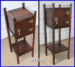 Antique Walnut Night Smoking Stand Humidor Bedside Table w Compartment & Shelf