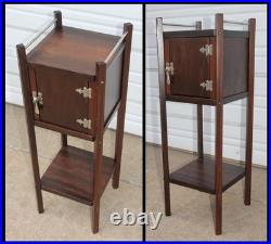 Antique Walnut Night Smoking Stand Humidor Bedside Table w Compartment & Shelf