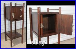 Antique Walnut Night Smoking Stand Humidor Bedside Table w Compartment & Shelf