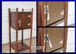 Antique Walnut Night Smoking Stand Humidor Bedside Table w Compartment & Shelf