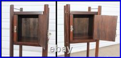 Antique Walnut Night Smoking Stand Humidor Bedside Table w Compartment & Shelf