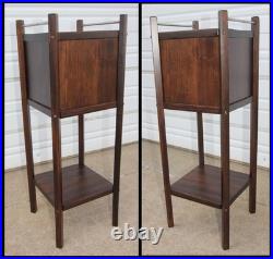 Antique Walnut Night Smoking Stand Humidor Bedside Table w Compartment & Shelf