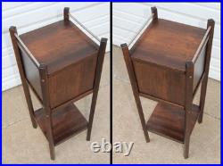 Antique Walnut Night Smoking Stand Humidor Bedside Table w Compartment & Shelf