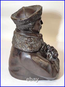 Antique Wilhelm Schiller & Sohn Man with Pipe Figural Tobacco Jar Humidor WS&S