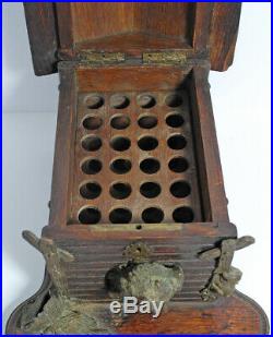 Antique Wood Cigar Black Forest Humidor Metal Dog House Mouse Rat Kennel