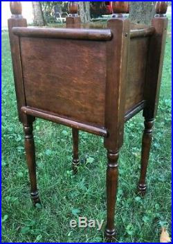 Antique Wood Copper Lined Cigar Tobacco Humidor Box Smoke Stand Cabinet Vintage