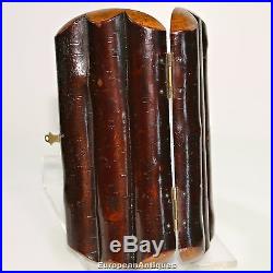 Antique Wood Leather CIGAR CASE Box Holder 1900s London Made by Muster-Schutz