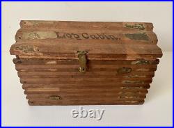 Antique Wood Log Cabin Cigar Box Humidor Rare