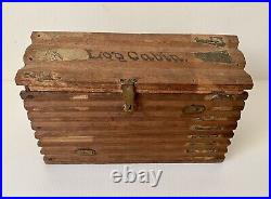 Antique Wood Log Cabin Cigar Box Humidor Rare