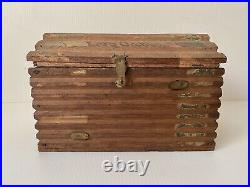 Antique Wood Log Cabin Cigar Box Humidor Rare