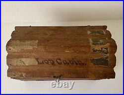 Antique Wood Log Cabin Cigar Box Humidor Rare