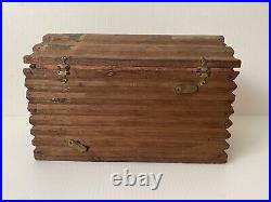 Antique Wood Log Cabin Cigar Box Humidor Rare