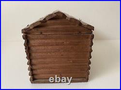 Antique Wood Log Cabin Cigar Box Humidor Rare