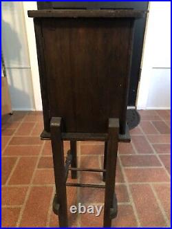 Antique Wood Metal Lined Humidor Stand Cabinet 28 Tall 10.5 X 11.5 Smoke