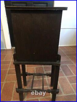 Antique Wood Metal Lined Humidor Stand Cabinet 28 Tall 10.5 X 11.5 Smoke