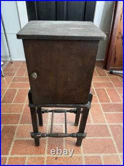 Antique Wood Metal Lined Humidor Stand Cabinet 28 Tall 10.5 X 11.5 Smoke