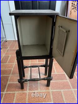 Antique Wood Metal Lined Humidor Stand Cabinet 28 Tall 10.5 X 11.5 Smoke