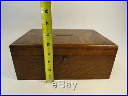 Antique Wood Oak Cigar Humidor Box with Metal Lining and Lock Hardware VZ3-3