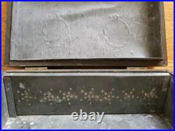 Antique Wood & Tin Metal Lined Cigar Humidor Box 9 3/4 X 6 1/2 X 4 No Key