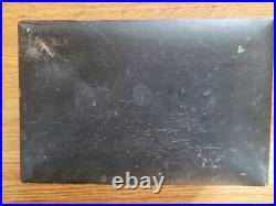 Antique Wood & Tin Metal Lined Cigar Humidor Box 9 3/4 X 6 1/2 X 4 No Key