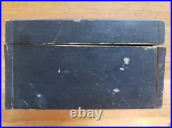 Antique Wood & Tin Metal Lined Cigar Humidor Box 9 3/4 X 6 1/2 X 4 No Key
