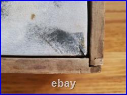 Antique Wood & Tin Metal Lined Cigar Humidor Box 9 3/4 X 6 1/2 X 4 No Key