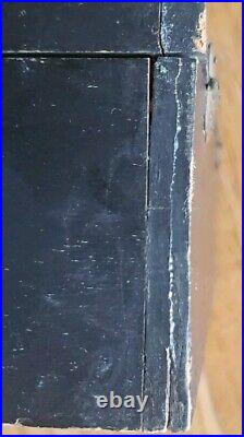 Antique Wood & Tin Metal Lined Cigar Humidor Box 9 3/4 X 6 1/2 X 4 No Key