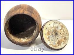 Antique Wood Tobacco Humidor England Franklin & Simon Co NY Dog Head Glass Eyes