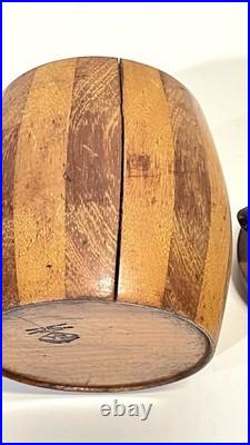 Antique Wood Tobacco Humidor England Franklin & Simon Co NY Dog Head Glass Eyes