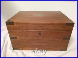 Antique Wooden & Brass Accented Metal Lined Humidor Antique Wooden & Brass Accented Metal Lined Humidor