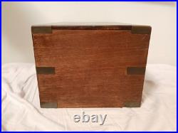 Antique Wooden & Brass Accented Metal Lined Humidor Antique Wooden & Brass Accented Metal Lined Humidor
